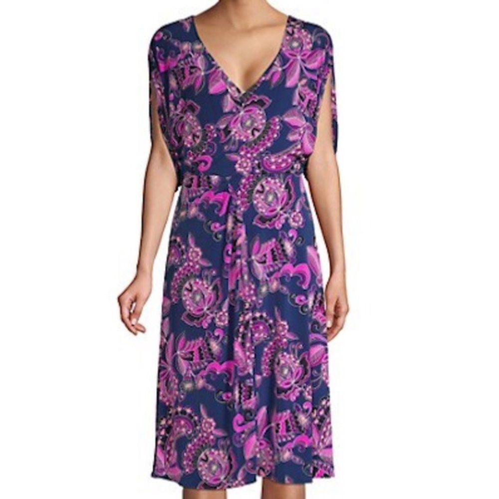 Trina Turk Faux Wrap Paisley Midi Dress size 14